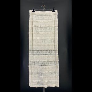 Alice + Olivia Skirt Ettley Full Lace Maxi Beige Ruffle Stretch Size 8